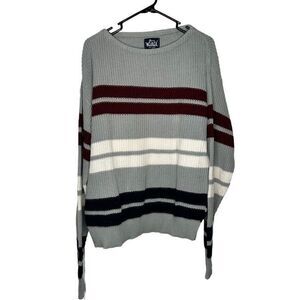 VINTAGE 60s Woolrich Striped light grey sweater 100% cotton‎ size Large